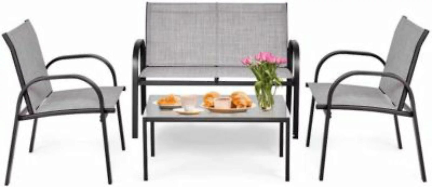 COSTWAY® Garten Lounge Set 4 tlg. Terrassenmöbel grau günstig online kaufen