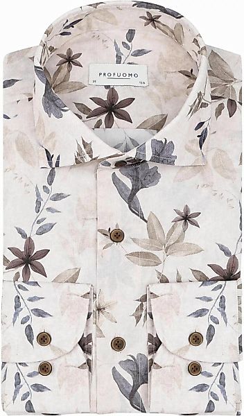 Profuomo Hemd Blumenmuster Beige - Größe 39 günstig online kaufen