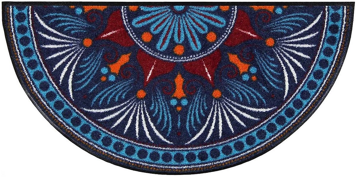 Salonloewe Fußmatte Fußmatte 42x85 Yara turquoise-red blau halbrund, Halbru günstig online kaufen