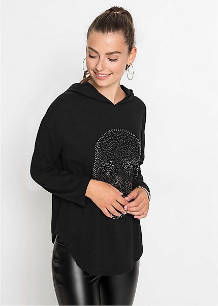 bonprix Longshirt lässige Oversize-Passform, mit Kapuze, aus reiner Baumwol günstig online kaufen