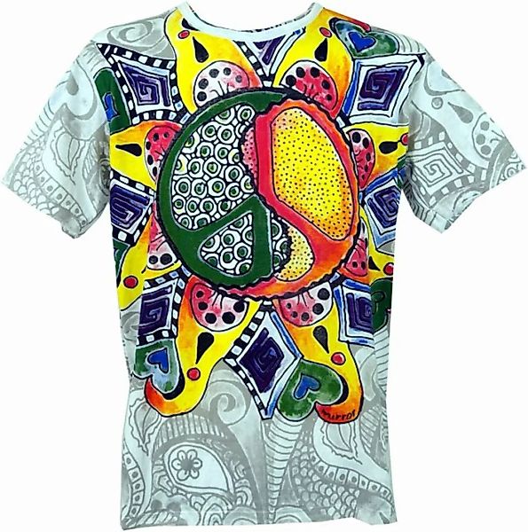 Guru-Shop T-Shirt Mirror T-Shirt - Peace 1 weiß/bunt Goa Style, Festival, a günstig online kaufen