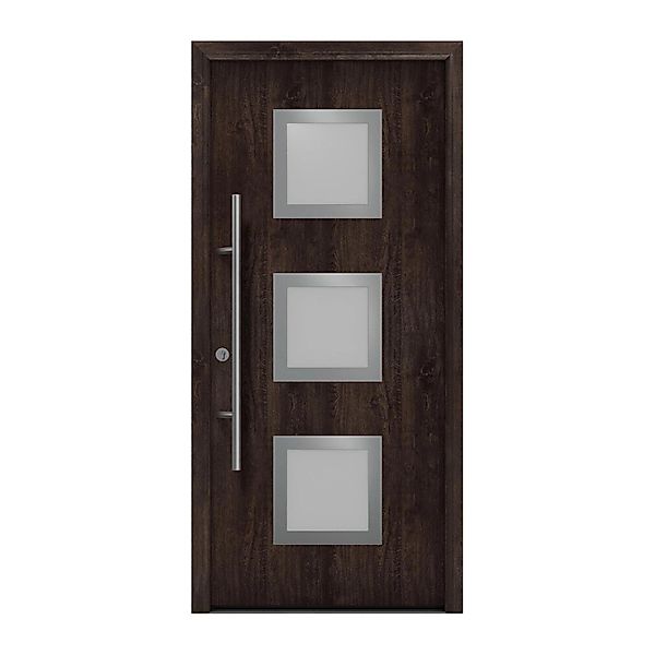 EcoStar Haustür Isopro Secur IPS 810S Eiche Dunkel 110 cm x 210 cm DIN L günstig online kaufen