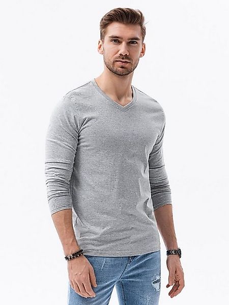 OMBRE Rundhalsshirt Ombre Herren Longsleeve einfarbig - grau meliert L136 M günstig online kaufen