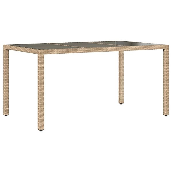 vidaXL Gartentisch mit Glasplatte Beige 150x90x75 cm Poly Rattan 365533 günstig online kaufen
