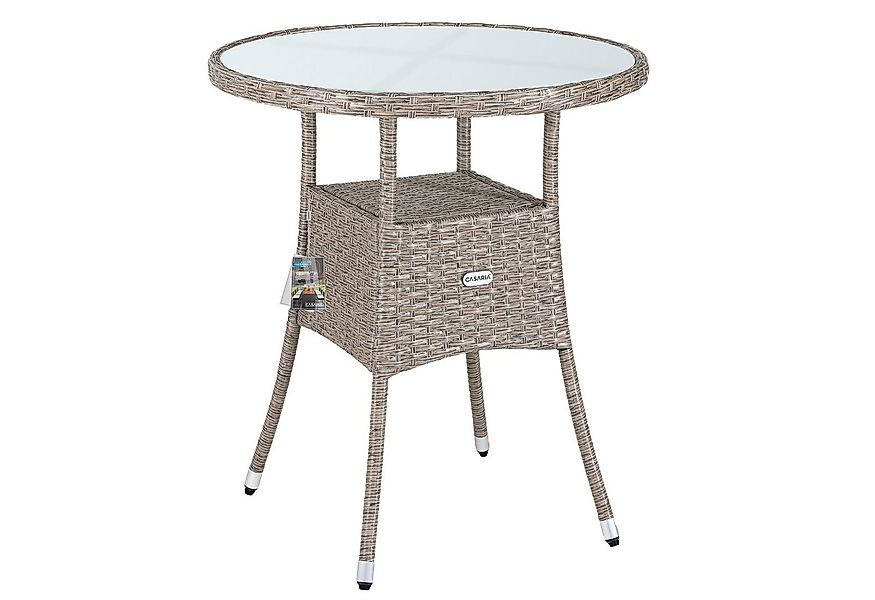 Casaria Gartentisch, Polyrattan Rund Glas Höhenverstellbar 80kg Belastbarke günstig online kaufen