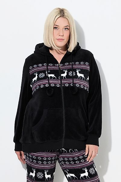 Ulla Popken Sweatjacke Homewear-Jacke Norwegermuster Kapuze günstig online kaufen