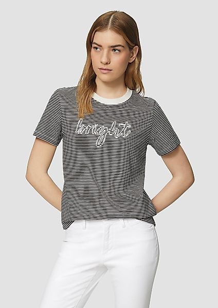 s.Oliver Kurzarmshirt T-Shirt Streifenshirt mit Schmuckperlen günstig online kaufen