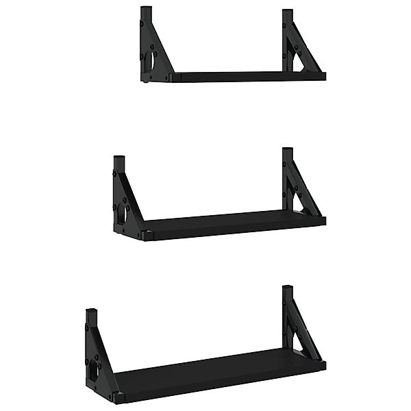 vidaXL Regal 3-tlg. Wandregal-Set Schwarz Holzwerkstoff, günstig online kaufen