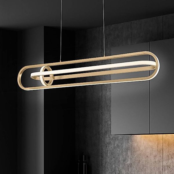 LED-Hängelampe DENMARK, gold gebürstet, Länge 107 cm, Metall günstig online kaufen