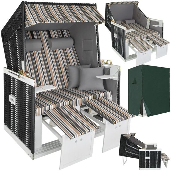 tectake Strandkorb 2-Sitzer mit Polster, verstellbar, günstig online kaufen