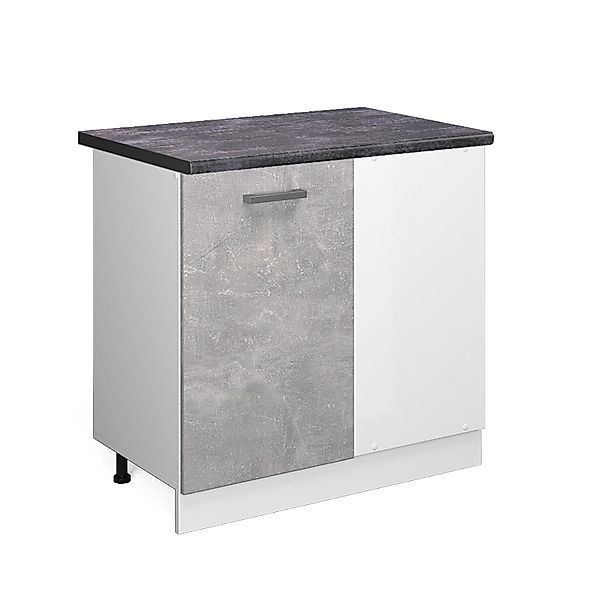 Vicco Eckunterschrank R-Line Küchen Eckschrank Beton/Weiß 86 cm AP Eiche günstig online kaufen