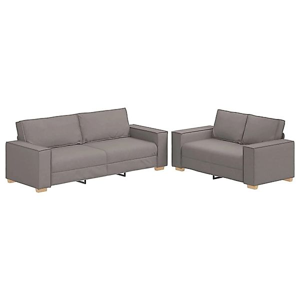 vidaXL 2-Tlg Sofagarnitur mit Kissen Taupe Stoff 3324697 günstig online kaufen