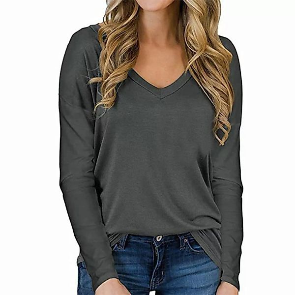AFAZ New Trading UG T-Shirt Damen-Pullover, langärmelig, locker, lässig, V- günstig online kaufen