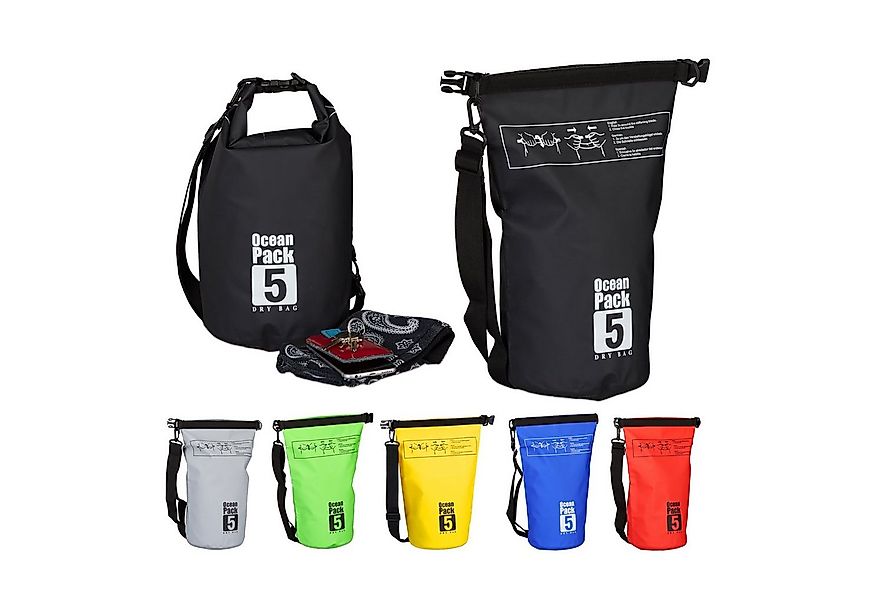relaxdays Packsack Ocean Pack 5L wasserdicht, schwarz günstig online kaufen