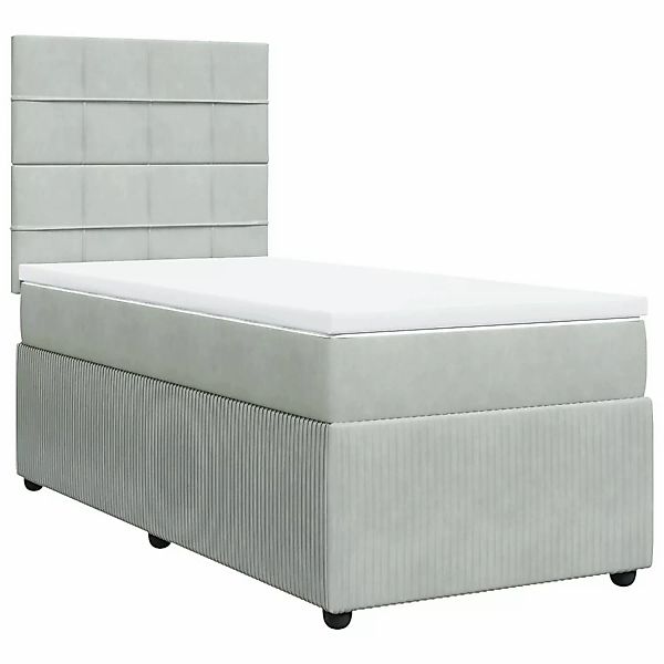 vidaXL Bettgestell Boxspringbett mit Matratze Hellgrau 100x200 cm Samt Bett günstig online kaufen