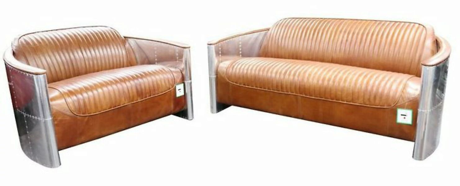 JVmoebel Sofa, Luxus Vintage Aluminium Leder Sofagarnitur Metall Möbel günstig online kaufen