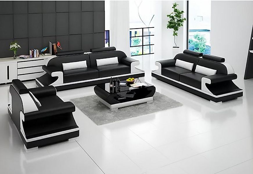 Xlmoebel Sofa Modernes Sofa-Set mit 3-Sitzer-Sofa, Beistelltisch, Ledersofa günstig online kaufen