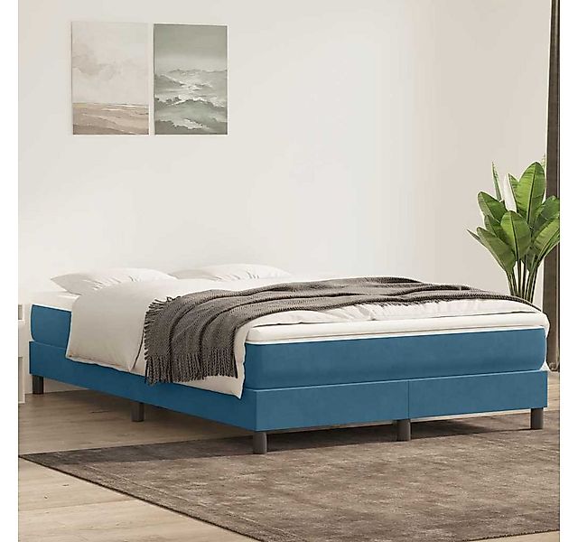 vidaXL Boxspringbett, Boxspringbett mit Matratze Dunkelblau 140x220 cm Samt günstig online kaufen