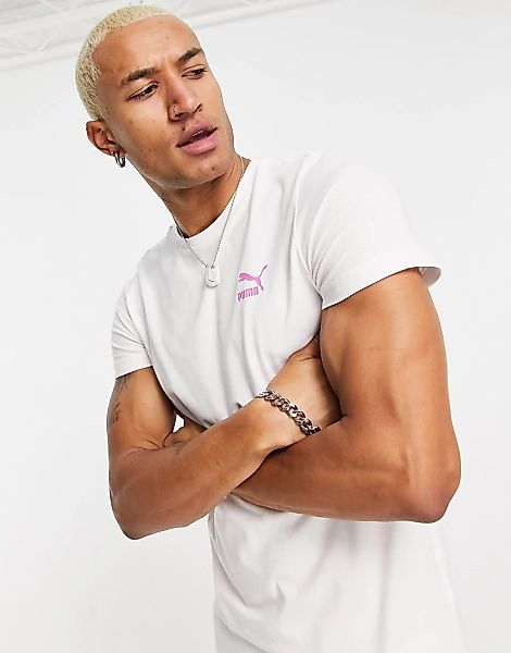 Puma Classics – T-Shirt in Weiß mit Pop-Logo günstig online kaufen