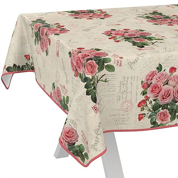 ANRO Tischdecke Wachstuch abwaschbar Postkarte Rosen günstig online kaufen
