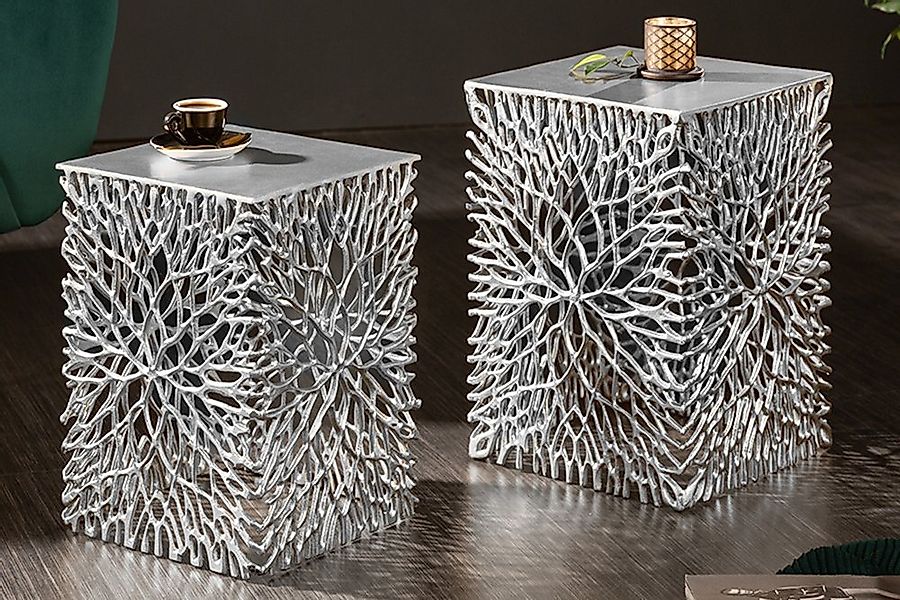 riess-ambiente Beistelltisch LEAF 30cm silber (Set, 1-St), Nachttisch · Met günstig online kaufen