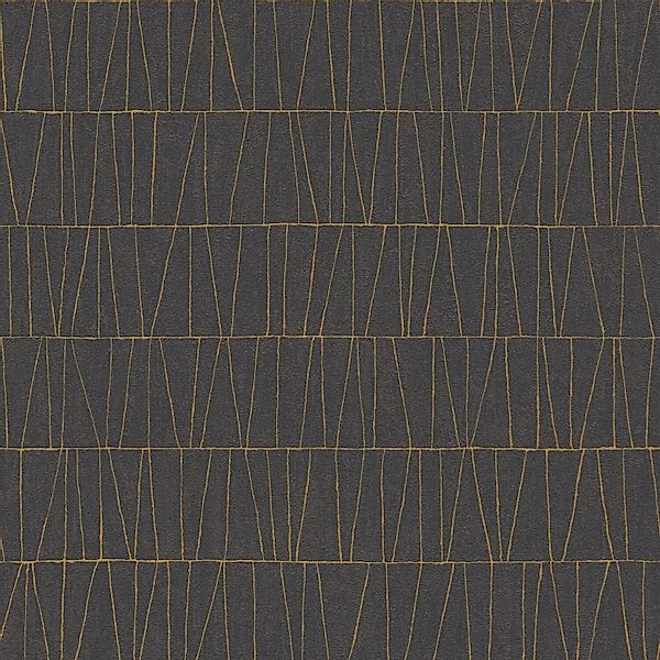 PROFHOME 395063-GU Grafik Tapete metallische Akzente Schwarz Gold 0,53 m x günstig online kaufen