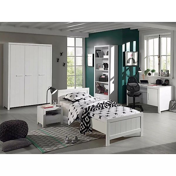 Jugendzimmer Set inkl. Kleiderschrank mit 3 Türen CANNES-12 in weiß lackier günstig online kaufen