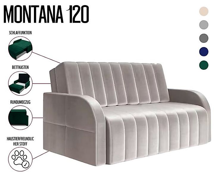 MOEBLO Kindersofa aus Samt MONTANA 120, Schlafsessel Sofa Sessel Jugendsofa günstig online kaufen