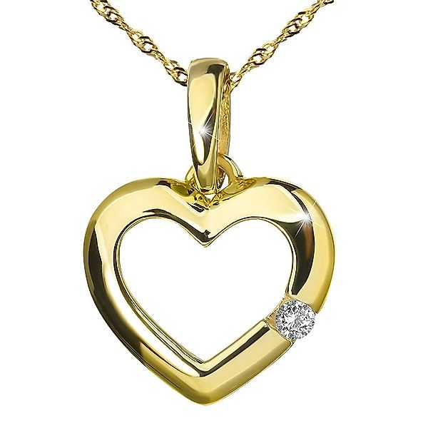 Materia Goldkette Damen Gold Herz Zirkonia günstig online kaufen