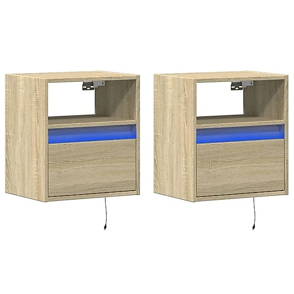 vidaXL Wand-Nachttische mit LED-Leuchten 2 Stk, Sonoma-Eiche 3307980 günstig online kaufen