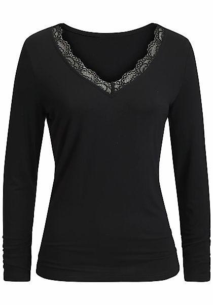 LASCANA Langarmshirt "mit Spitze" aus angenehmer Viskose-Qualität günstig online kaufen