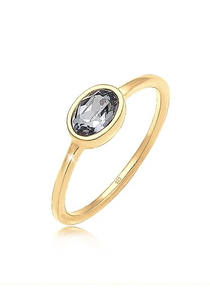 Elli Verlobungsring Oval Glas Kristalle Grau günstig online kaufen