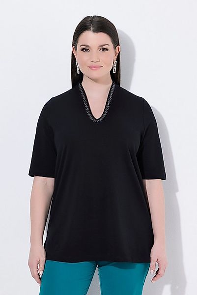 Ulla Popken T-Shirt Shirt A-Linie Kelchkragen Halbarm Pima Cotton günstig online kaufen