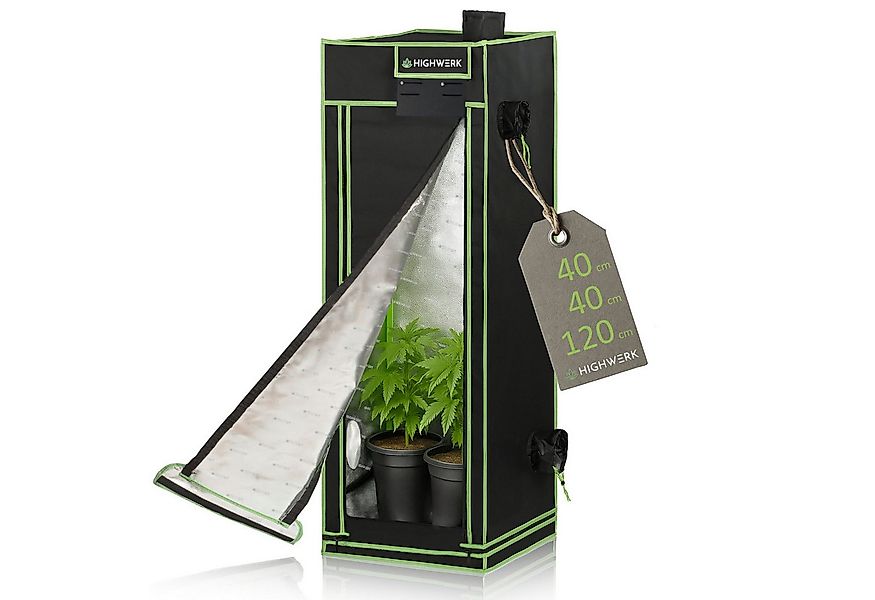 HIGHWERK Gewächshaus Growzelt 40 x 40 x 120 cm, Indoor Grow tent, schwarz g günstig online kaufen