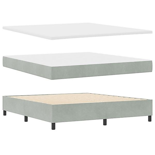 vidaXL Bett Boxspringbett mit Matratze & Bank Hellgrau 180x200 cm Samt (2-t günstig online kaufen