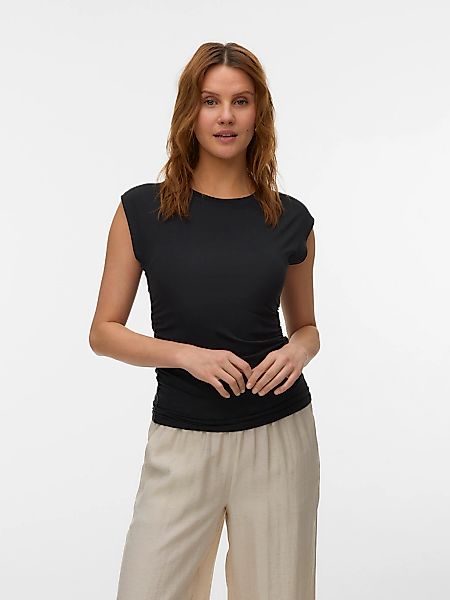 Vero Moda Rundhalsshirt "VMAVASARAH SL TOP JRS NOOS" Materialmix, seitlich günstig online kaufen