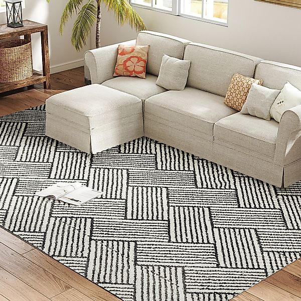 HOMCOM Teppich Wohnzimmer 230 x 160 cm kurzer Flor, maschinenwaschbar, hypo günstig online kaufen