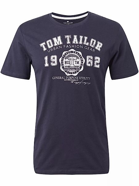 Tom Tailor Herren T-Shirt mit Logo Print - Regular Fit günstig online kaufen