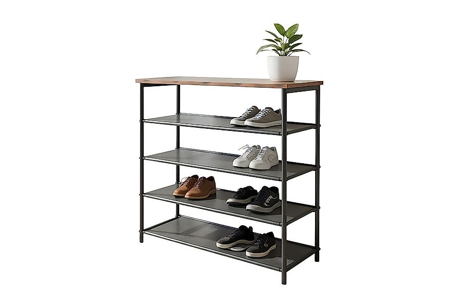 relaxdays Schuhregal mit Ablage, Industrial-Schwarz günstig online kaufen