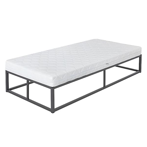 ML-Design Metallbett 90x200cm auf Stahlrahmen Anthrazit Matratze H16cm günstig online kaufen