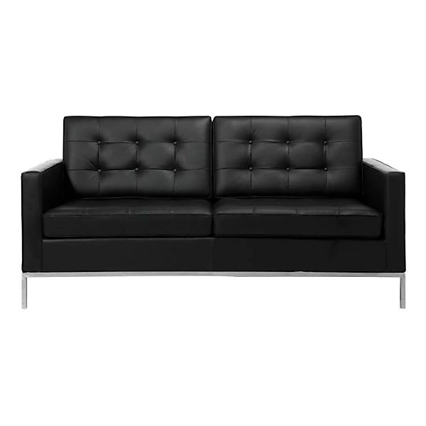 Knoll International - Florence Knoll 2-Sitzer Sofa - Leder schwarz/Gestell günstig online kaufen