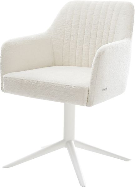 DELIFE Polsterstuhl Greg-Flex, Fußkreuz Weiß Bouclé günstig online kaufen