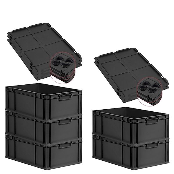 PROREGAL SparSet 5x Eurobox Nextgen Grip Mit Auflagedeckel Und Schwarzen Ve günstig online kaufen