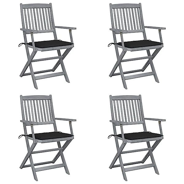 vidaXL Klappbare Gartenstühle 4 Stk mit Sitzkissen Massivholz Akazie 306451 günstig online kaufen