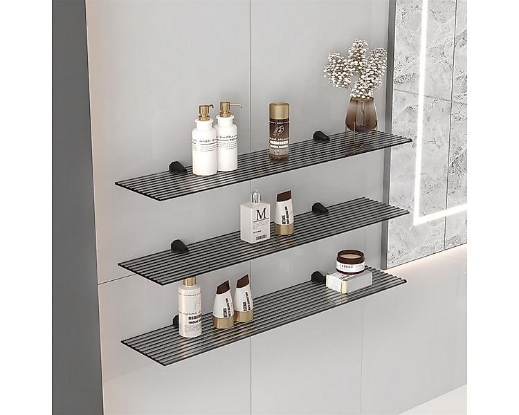 HOOZ Wandregal Glasregal Wandregal Grauglas Schwebend Halterung Schwarz 30- günstig online kaufen