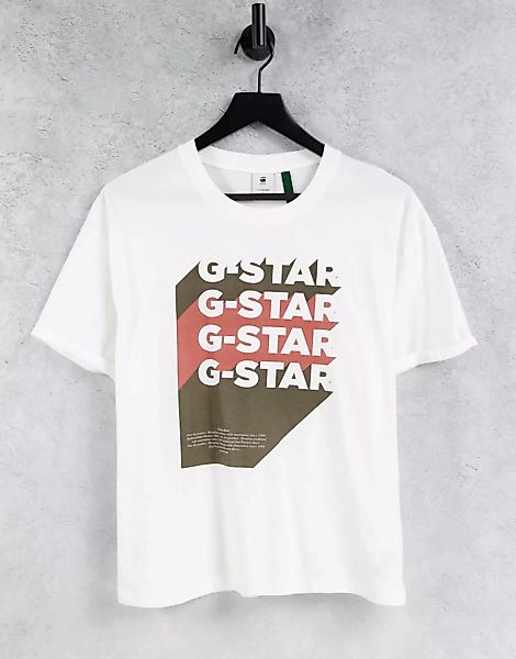 G-Star – T-Shirt in Weiß mit Grafiklogo günstig online kaufen