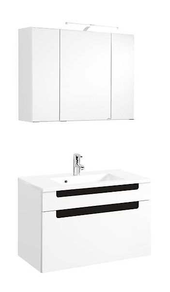 Waschtisch-Set 80 2-tlg Siena von Held Möbel Weiss Hgl / Grau Hgl günstig online kaufen