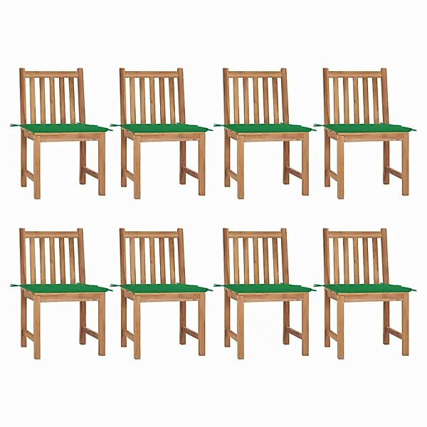 Gartenstühle 8 Stk. Mit Kissen Massivholz Teak günstig online kaufen