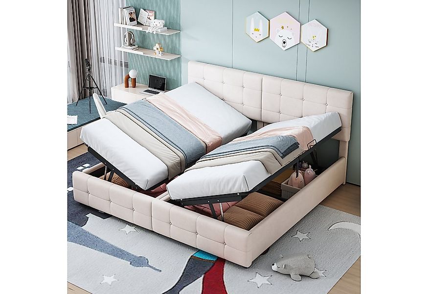 Celya Polsterbett 180x200 cm, Hydraulisches Stauraumbett, Hochkastenbett (O günstig online kaufen