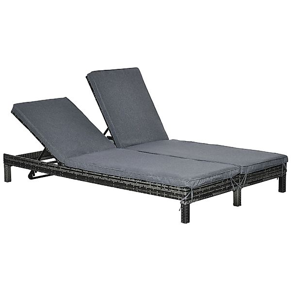 Outsunny Polyrattan Doppelliege Luxus 5-Stufige Rückenlehne günstig online kaufen